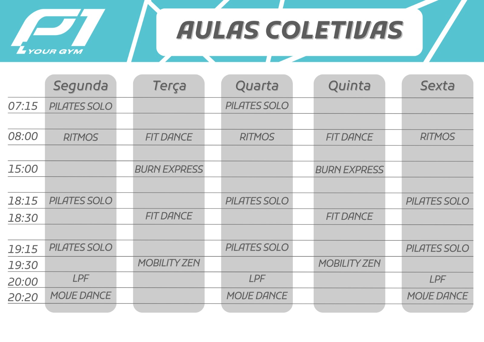 Grade de Aulas Coletivas